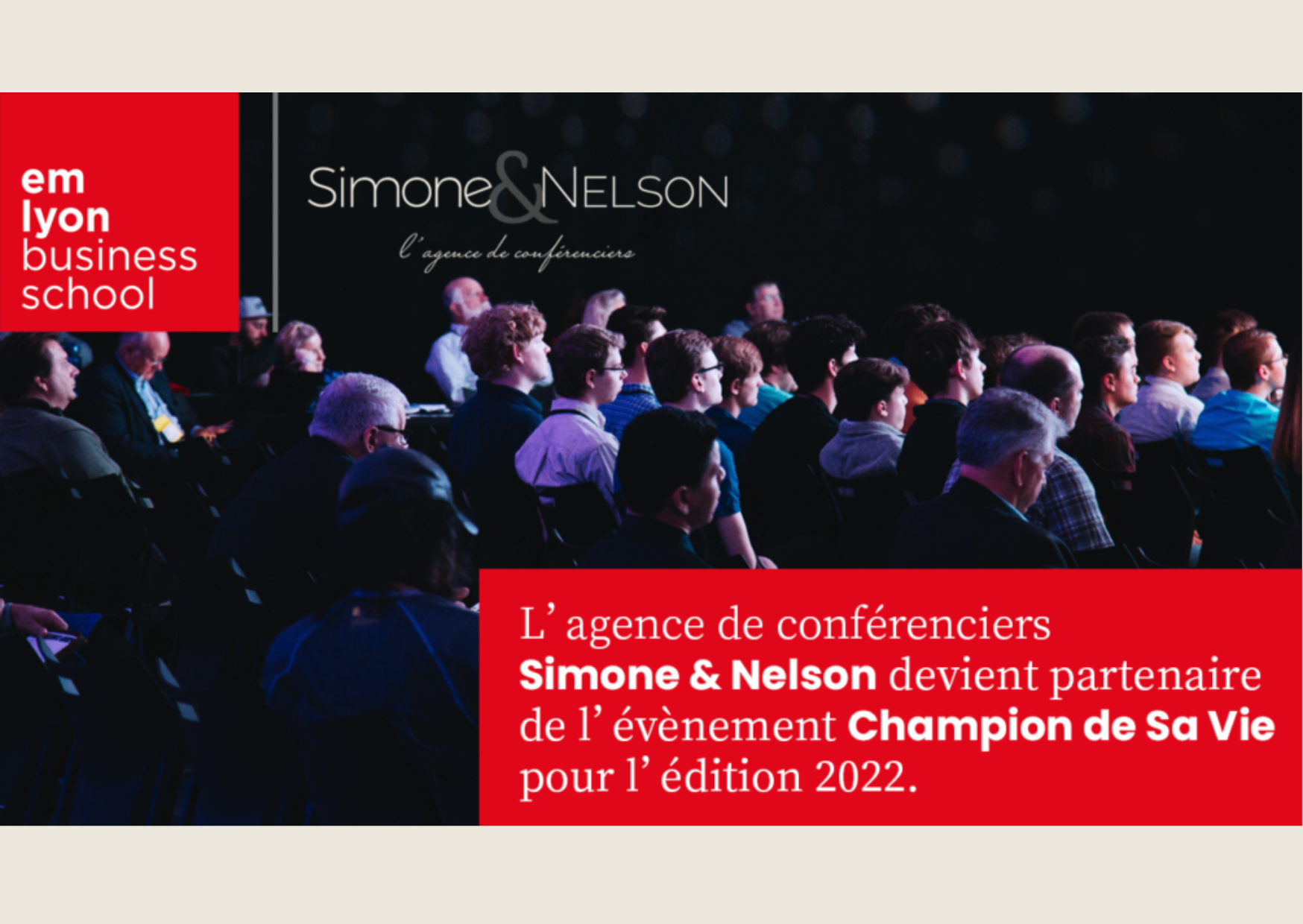 Simone & Nelson devient partenaire de l’évènement champion de sa vie de l’emlyon