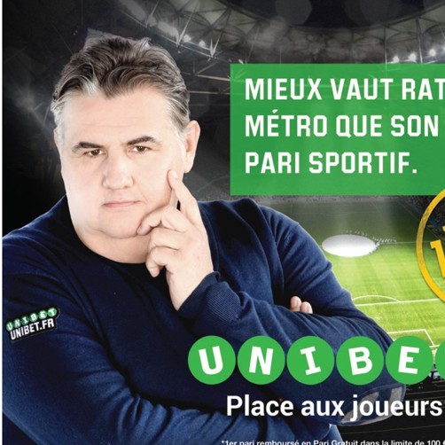 Pierre Ménès affiché dans le métro parisien pour Unibet